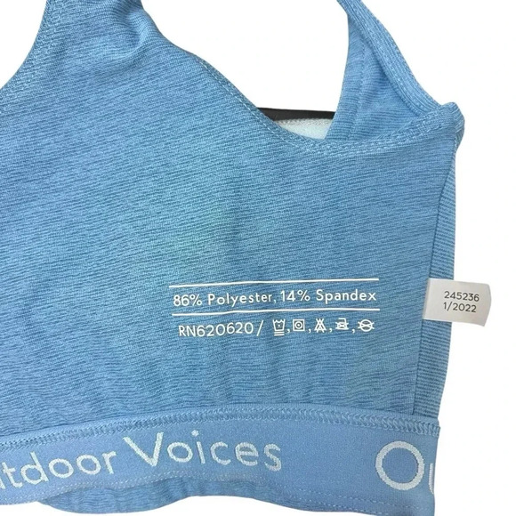 Outdoor Voices Blue Double Time High Support UPF 50+ Sports Bra Wonen’s Size XS - Picture 4 of 6